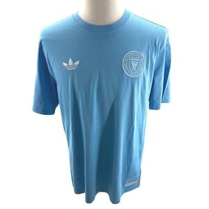 Adidas Inter Miami CF Originals Stitched Light Blue Tee Shirt Mens Medium New